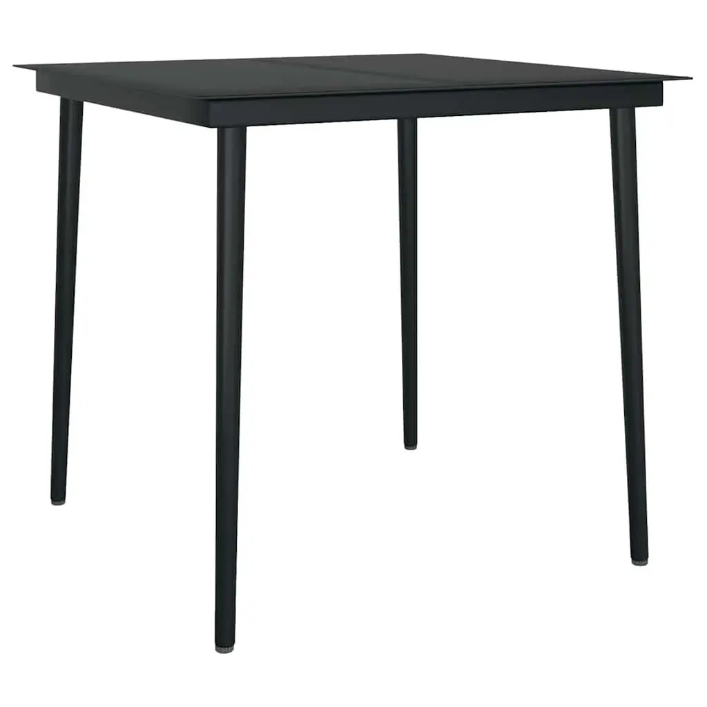 Garden Dining Set Outdoor Furniture 5 Piece Black Poly Rattan Glass Table Chairs