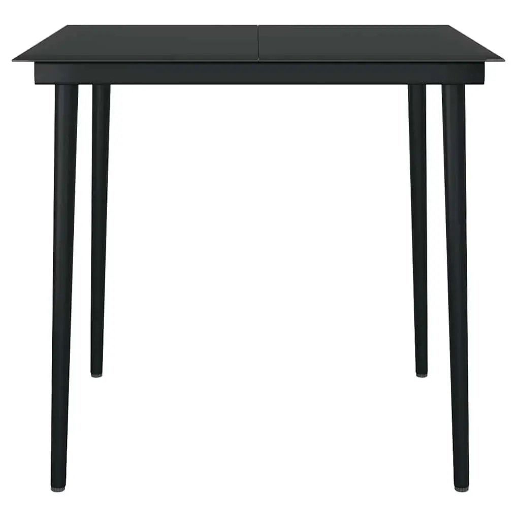 Garden Dining Set Outdoor Furniture 5 Piece Black Poly Rattan Glass Table Chairs
