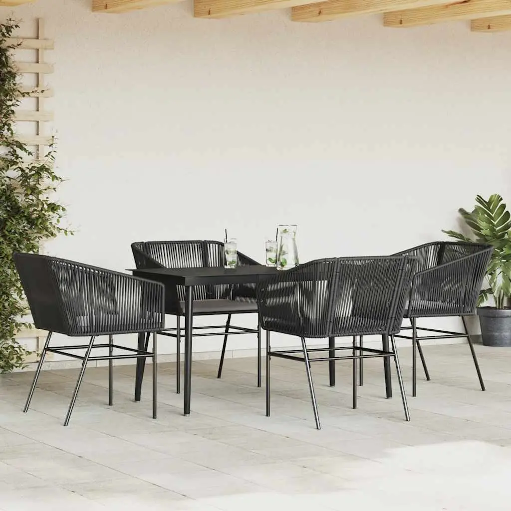 5-Piece Garden Dining Set with Poly Rattan and Steel Frame