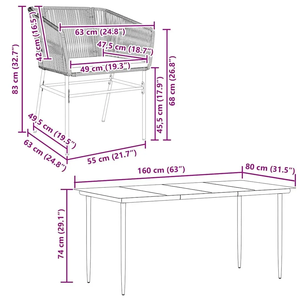 7 Piece Poly Rattan Dining Set