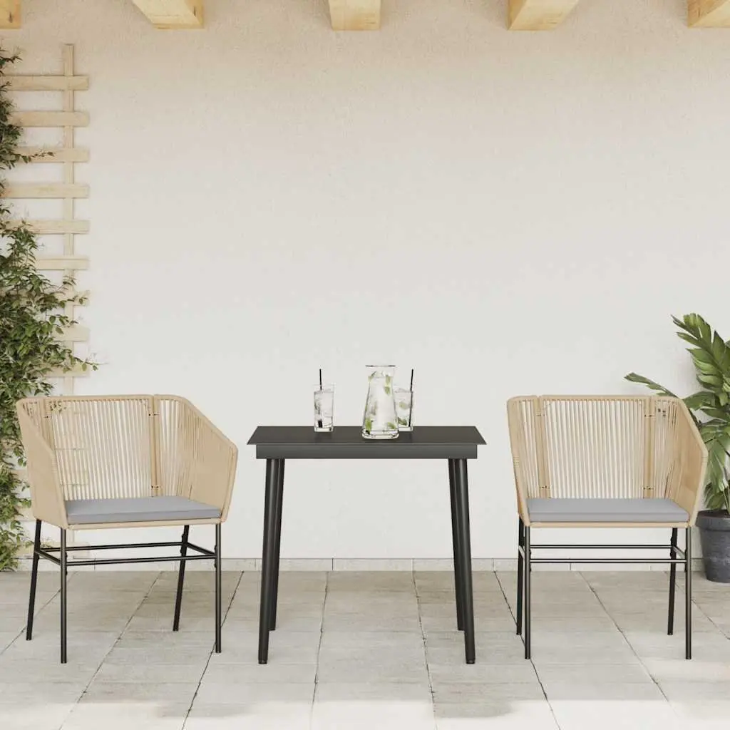 3 Piece Brown Rattan Dining Set