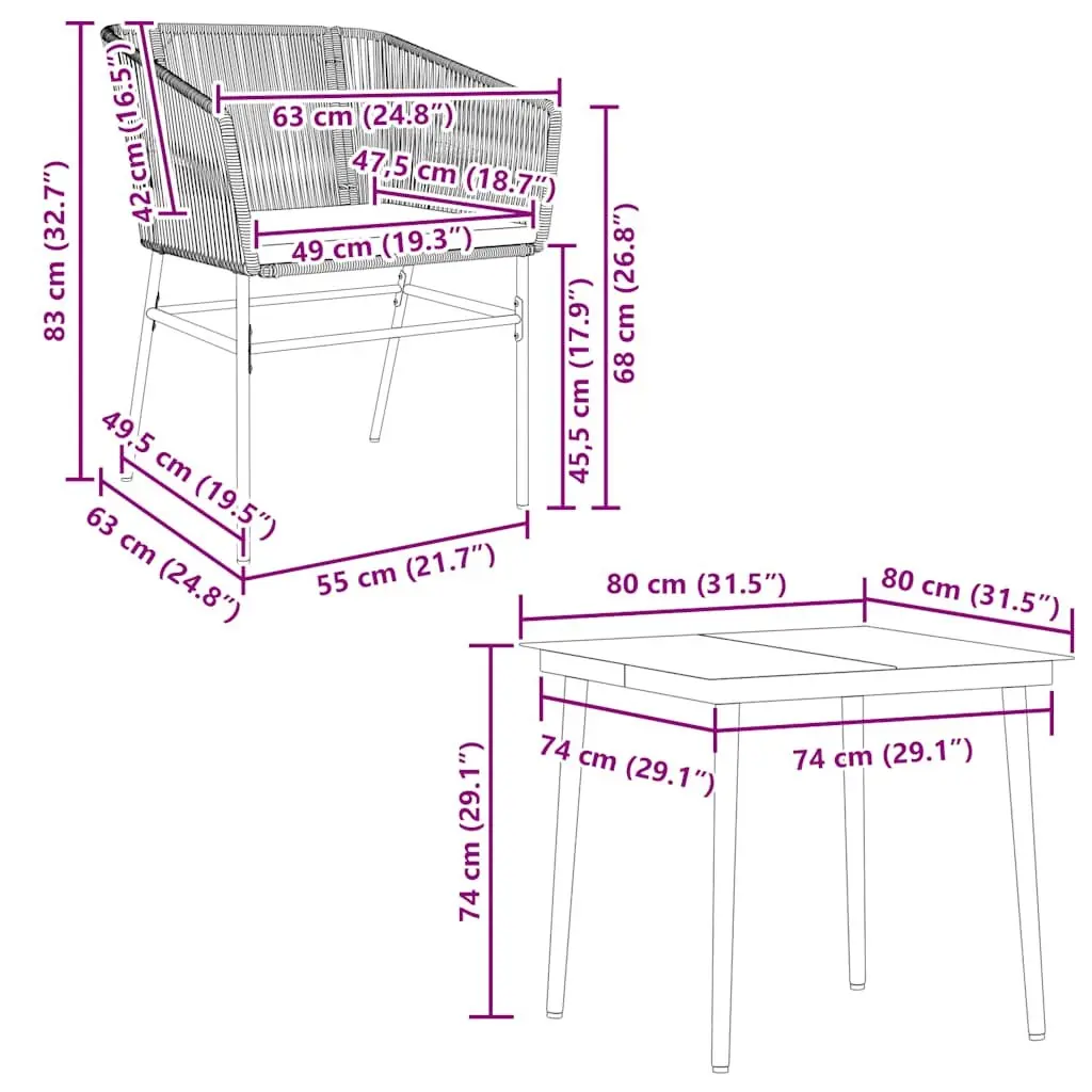 Garden Dining Set 5 Piece Patio Furniture Brown Poly Rattan with Glass Table