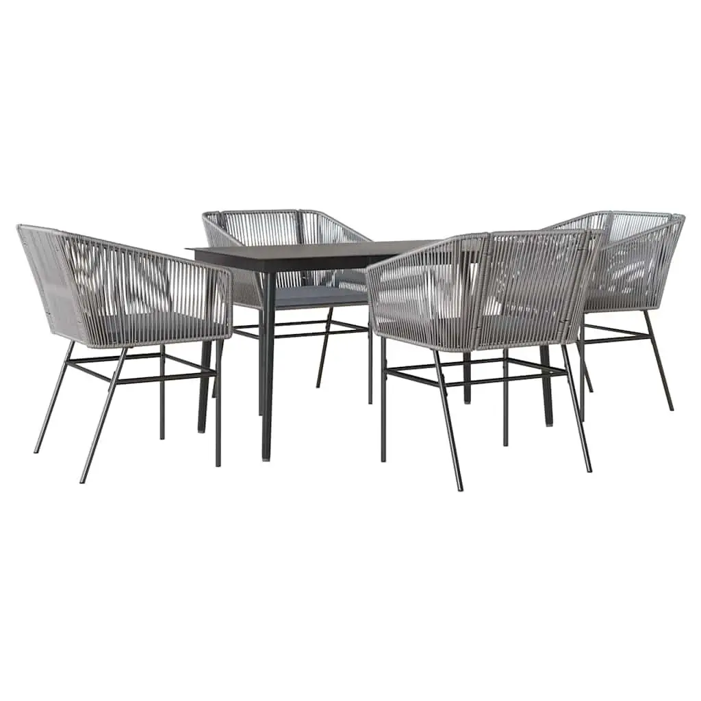 Garden Dining Set Outdoor Patio Furniture 5 Piece Grey PE Rattan with Cushions