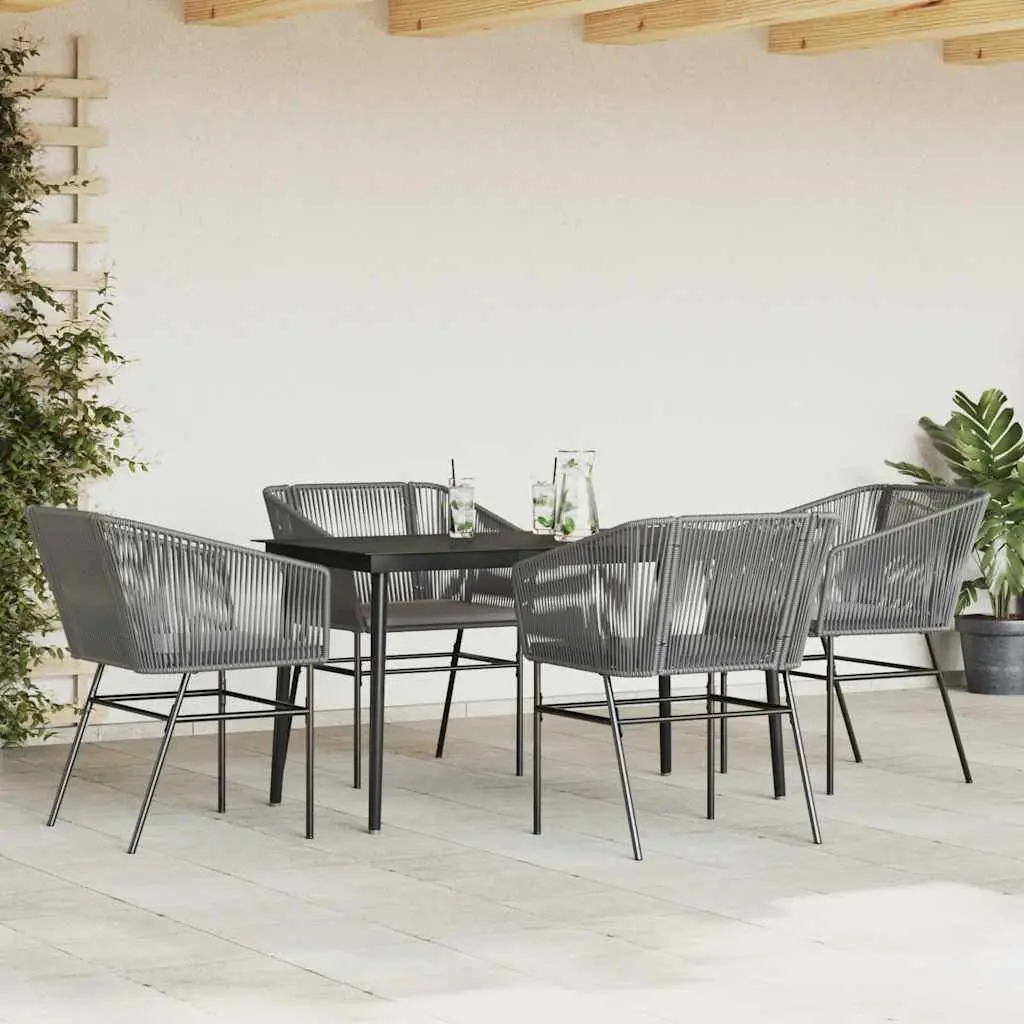 Garden Dining Set Outdoor Patio Furniture 5 Piece Grey PE Rattan with Cushions
