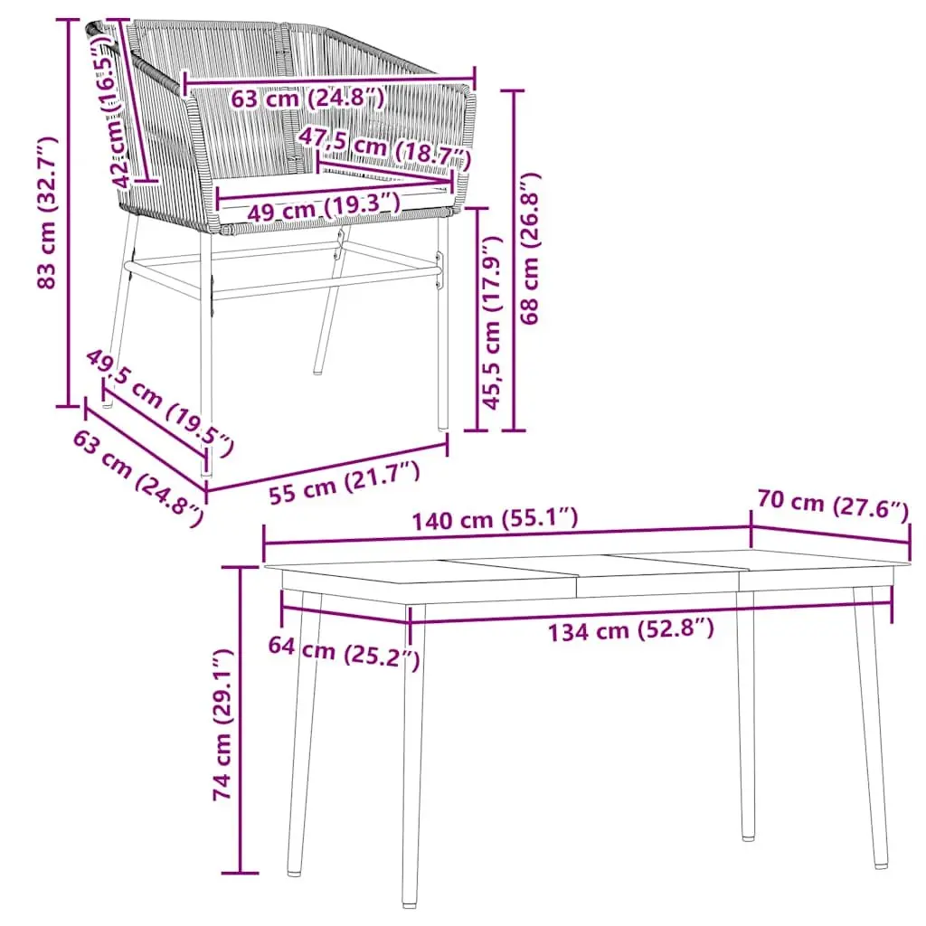 Garden Dining Set Outdoor Patio Furniture 5 Piece Grey PE Rattan with Cushions