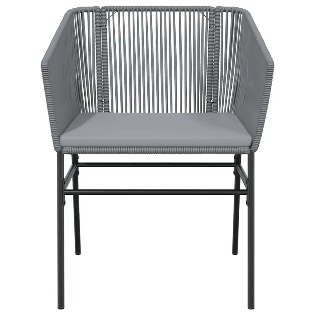 5 Piece Garden Dining Set Grey Poly Rattan Outdoor Furniture with Cushions