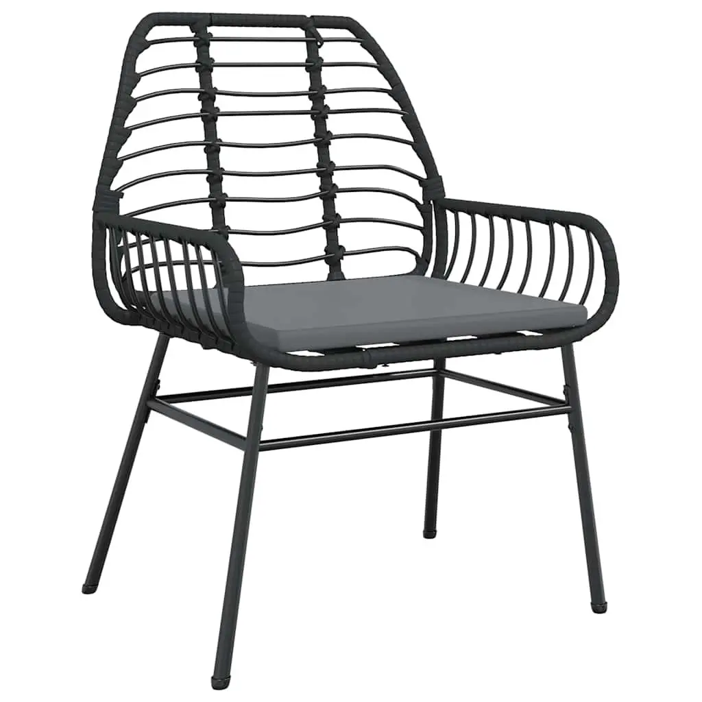 5 Piece Garden Dining Set Poly Rattan Glass Table Outdoor Patio Furniture Black