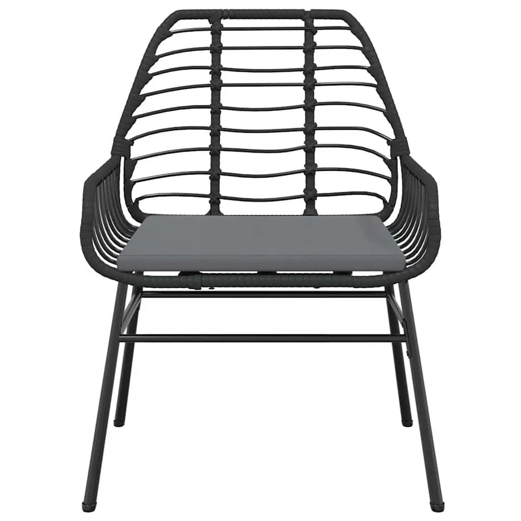 5 Piece Garden Dining Set Poly Rattan Glass Table Outdoor Patio Furniture Black