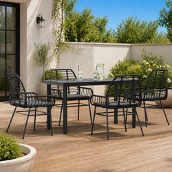 Garden Dining Set 5 Piece Outdoor Furniture Black Rattan Chair Table Patio