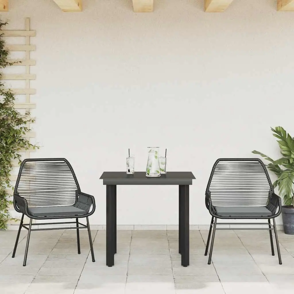3 Piece Garden Dining Set for Outdoor Use Black