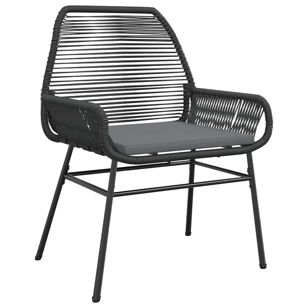5 Piece Garden Dining Set for Outdoor Use Black PE Rattan with Cushions