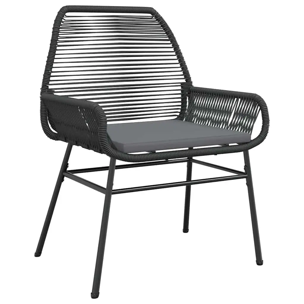 5 Piece Outdoor Dining Set Glass Table Poly Rattan Chairs with Cushions Black