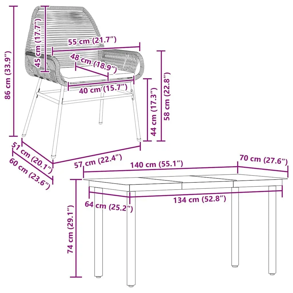 5 Piece Garden Dining Set with Cushions Brown Poly Rattan Glass Outdoor Patio