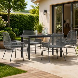 5 Piece Outdoor Dining Set: Steel and PE Rattan Construction