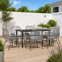 7-Piece Garden Dining Set Specifications: Grey Rattan