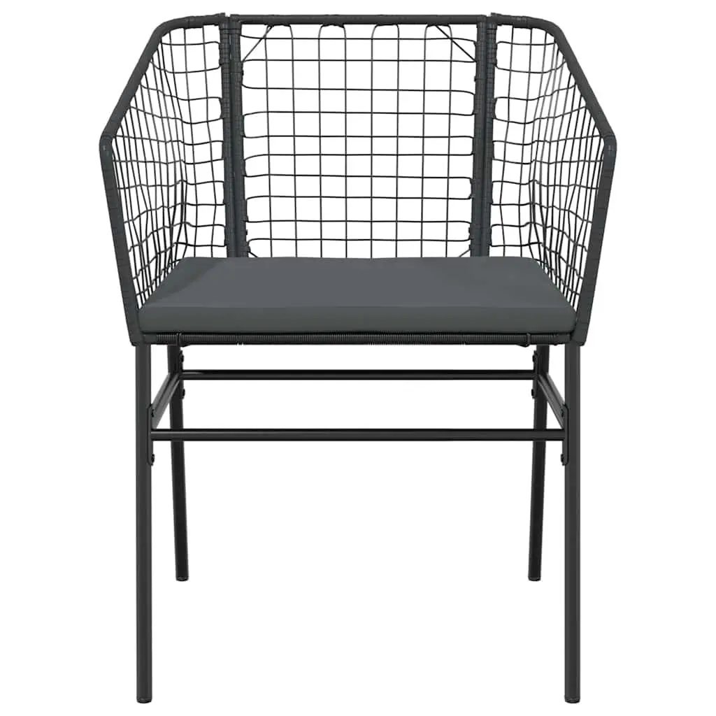 Outdoor Furniture Dining Set 3 Piece Garden Table and Chairs Black Poly Rattan