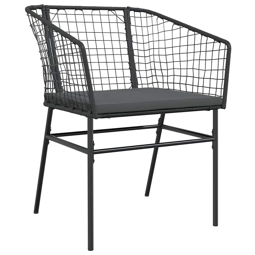 Outdoor Dining Set 5 Piece Black Poly Rattan Chairs with Glass Table for Backyard and Patio