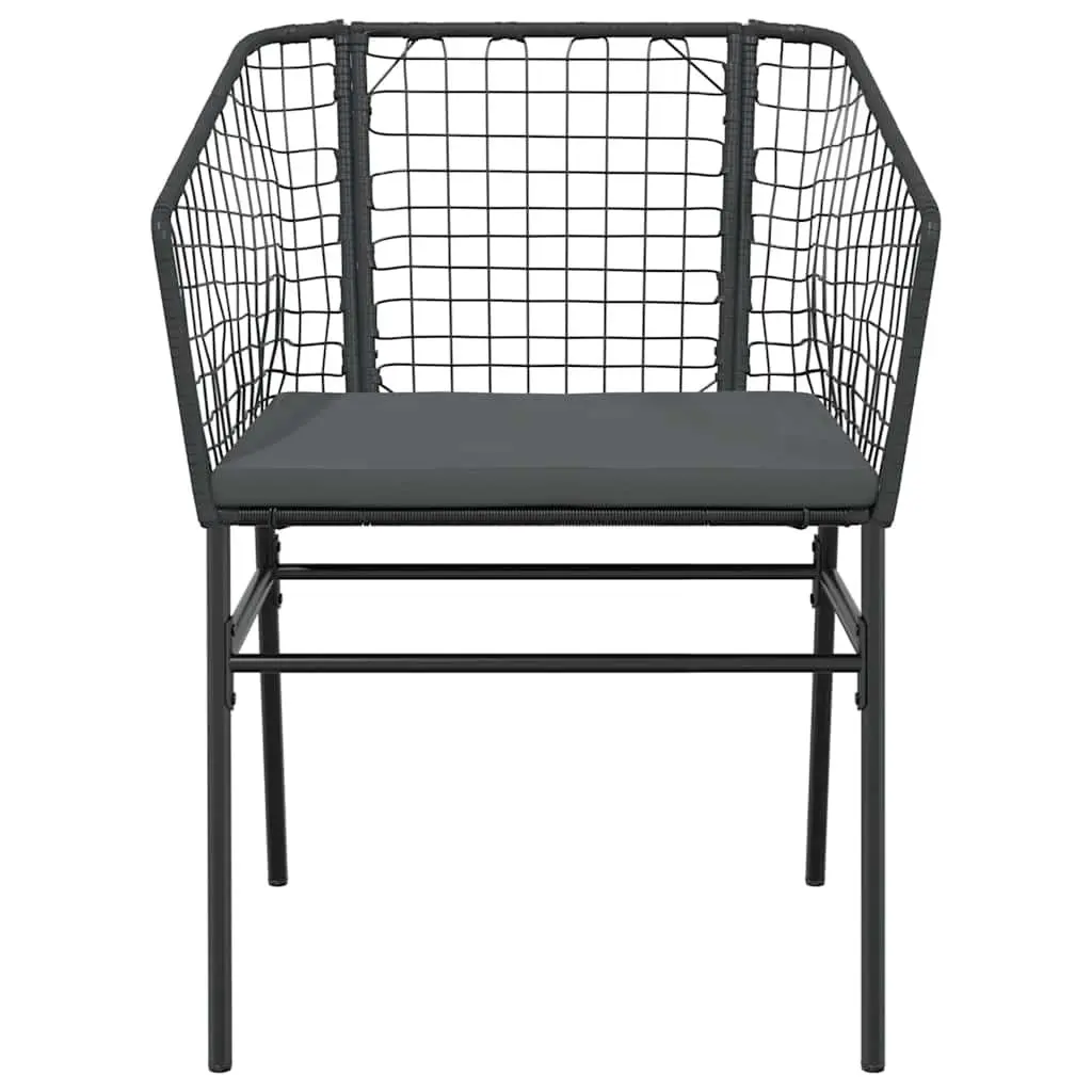 Outdoor Dining Set 5 Piece Black Poly Rattan Chairs with Glass Table for Backyard and Patio