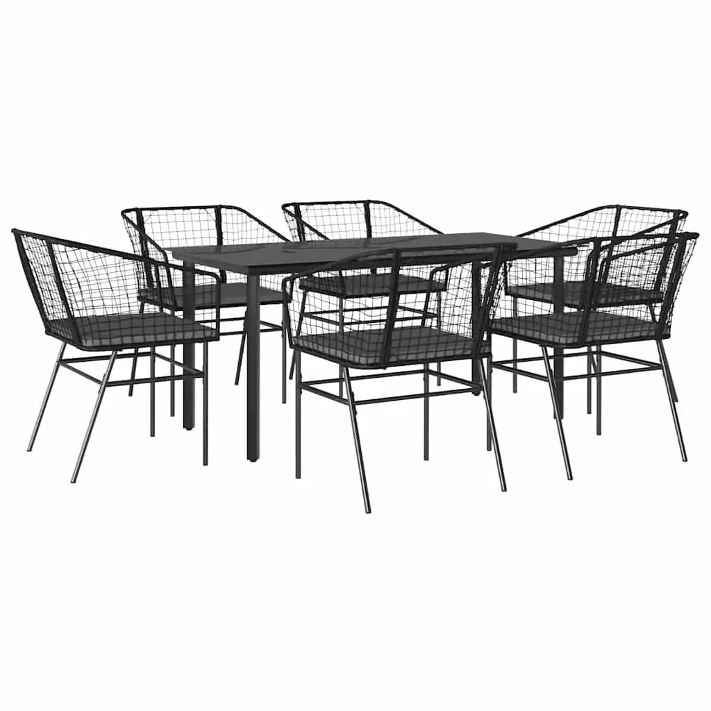 7 Piece Garden Dining Set Outdoor Patio Furniture Black