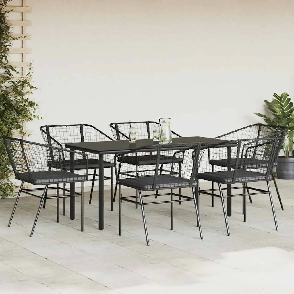 7 Piece Garden Dining Set Outdoor Patio Furniture Black