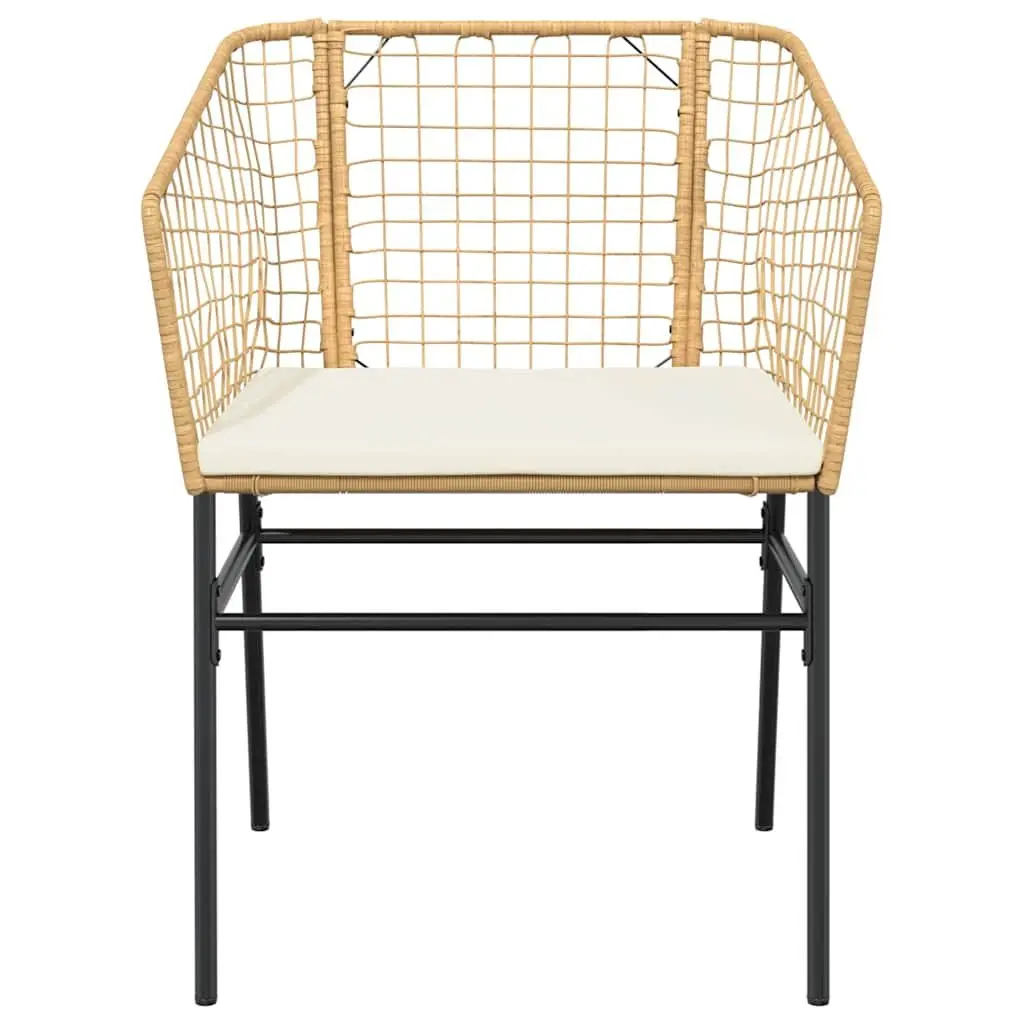 Garden Dining Set 3 Piece Outdoor Furniture Brown Poly Rattan with Cushions