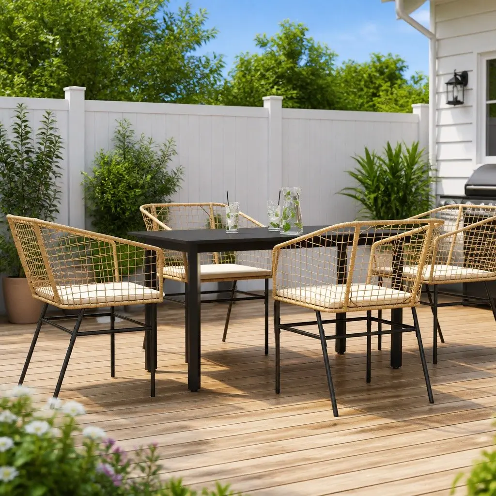 Brown Garden Dining Set Outdoor Use 5 Piece
