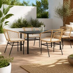 5 Piece Garden Dining Set: Durable Glass Table & Chairs