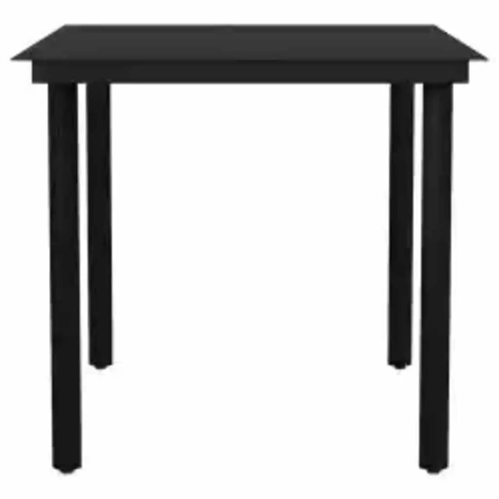 Garden Dining Set Outdoor Use 5 Piece Black Poly Rattan with Glass Table and Cushions