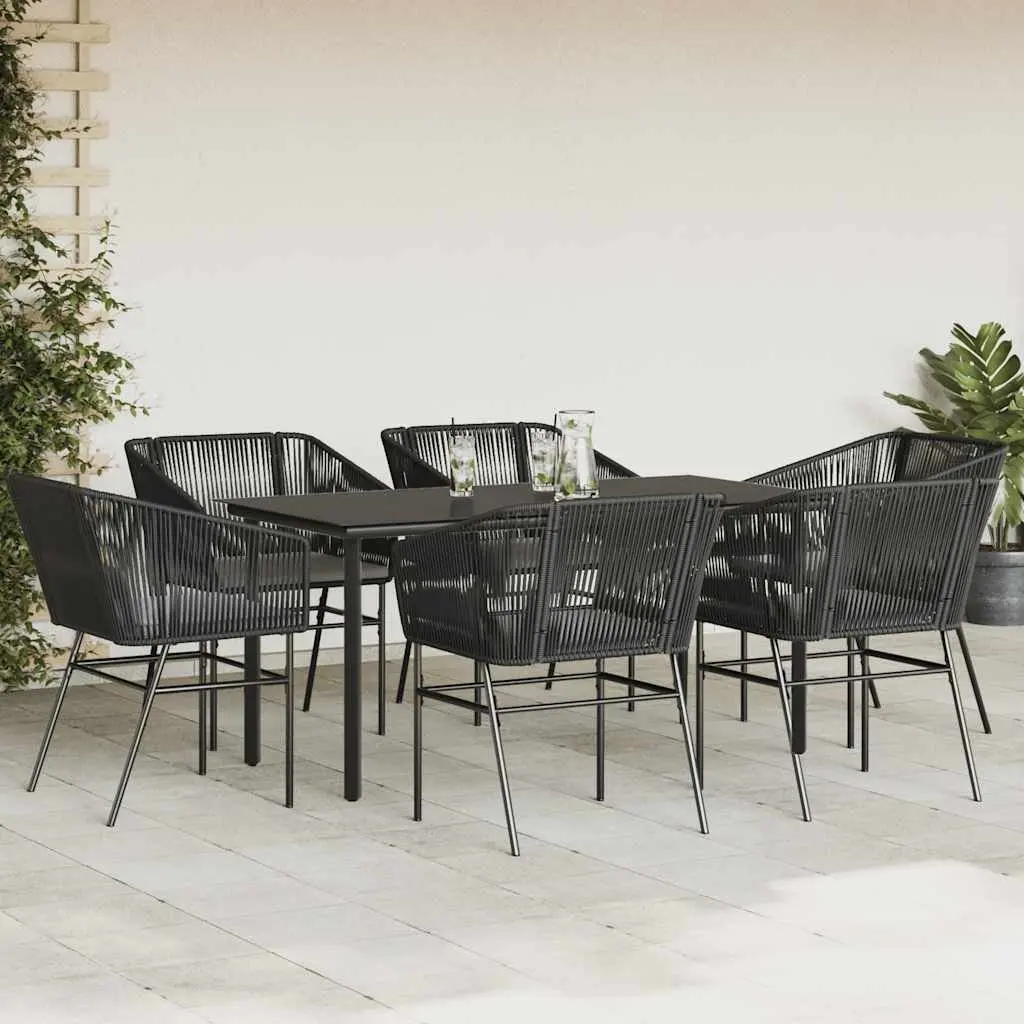 7 Piece Garden Dining Set Outdoor Patio Furniture Black