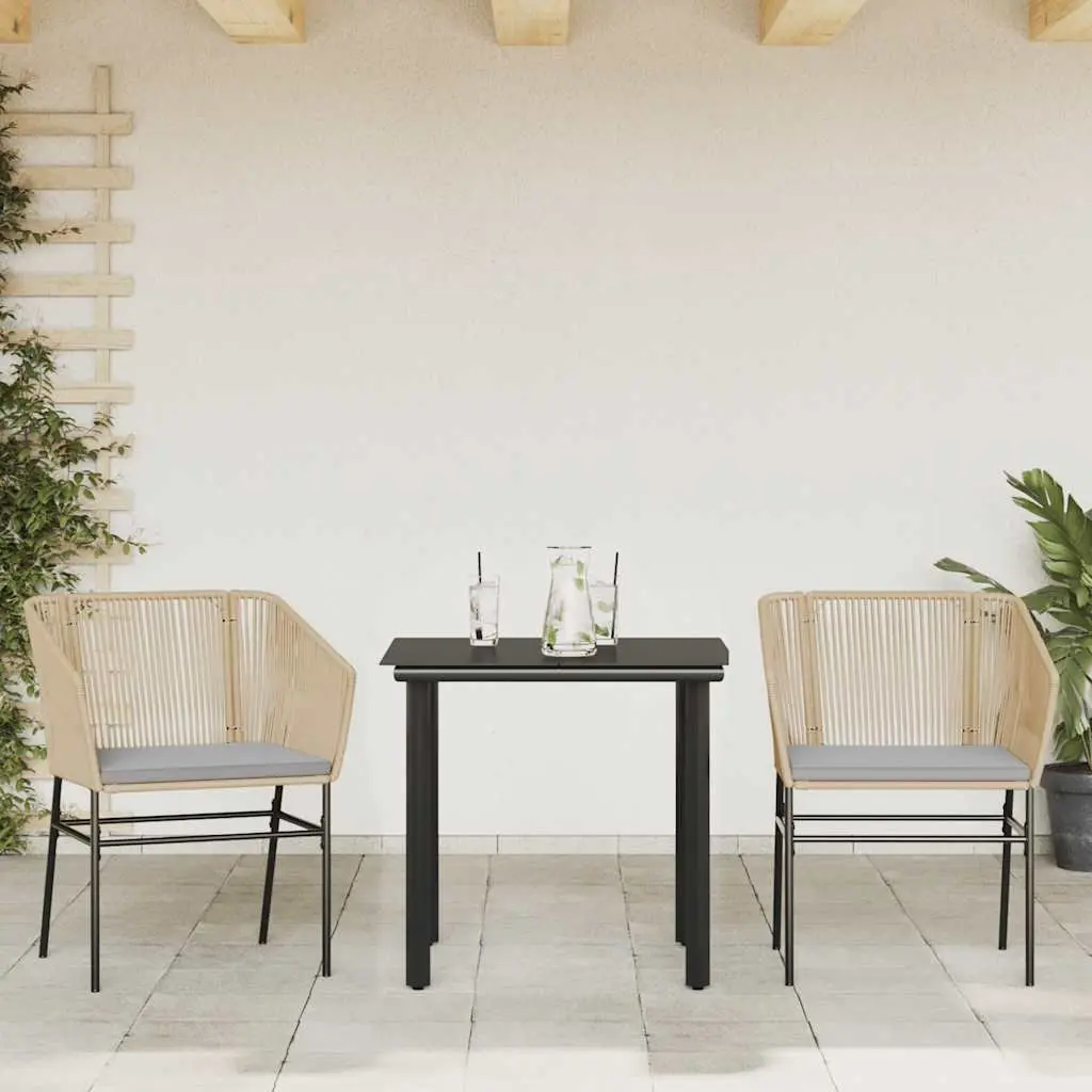 Garden Dining Set 3 Piece Outdoor Furniture Patio Brown Poly Rattan Table Chairs