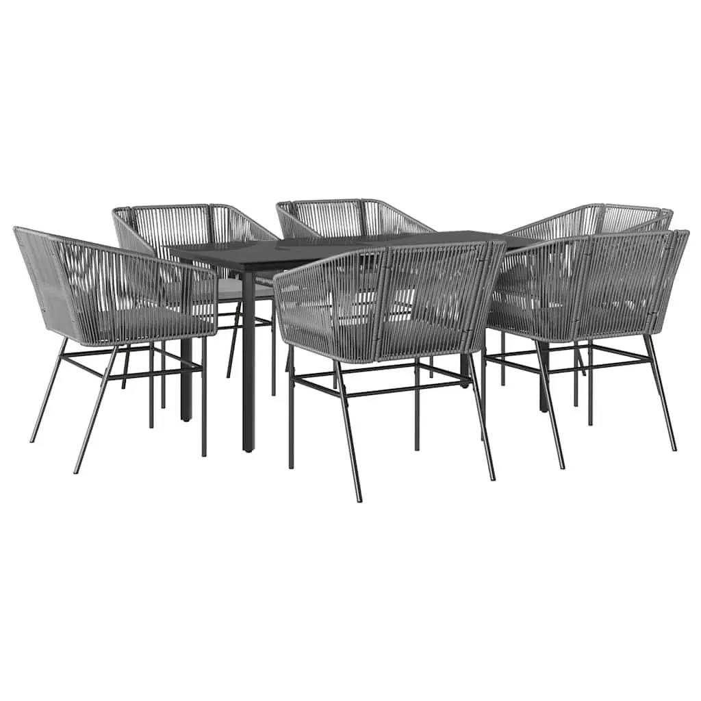 7 Piece Garden Dining Set Outdoor Patio Furniture Grey Poly Rattan Chairs Table