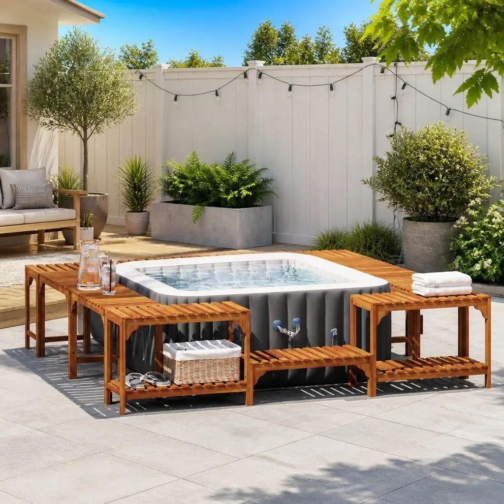 Acacia Wood Hot Tub Surround 230 x 230 cm