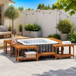 Specifications of Acacia Wood Hot Tub Surround 230 x 230 cm