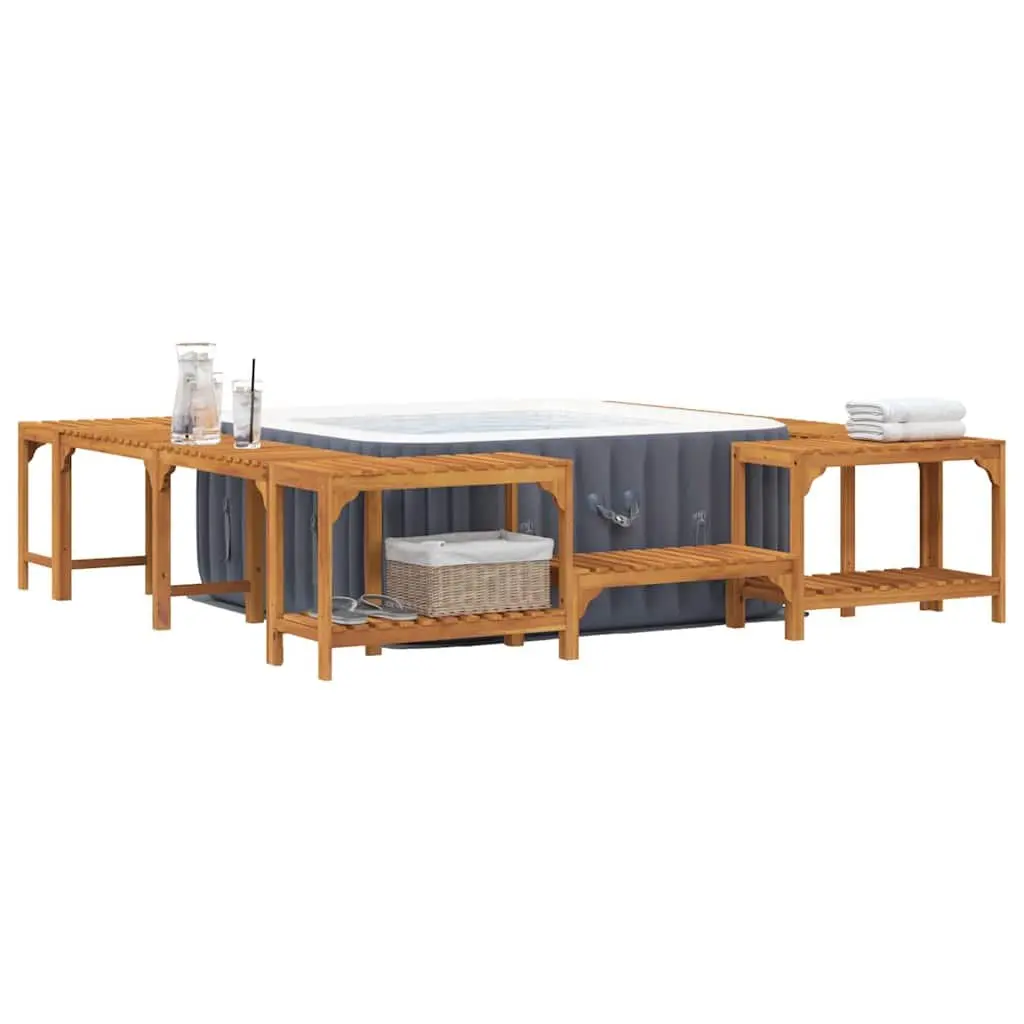 Hot Tub Surround Outdoor 255x255x55.5cm Brown Acacia Wood Enclosure Spa Deck