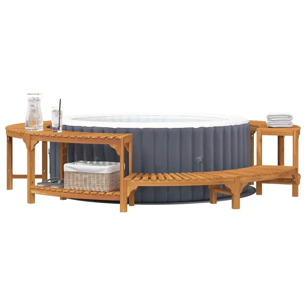 Hot Tub Surround Outdoor Spa Deck Circular 275cm Diameter Brown Solid Wood
