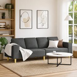 Dark Grey Couch: 250cm Modern Polyester Sofa