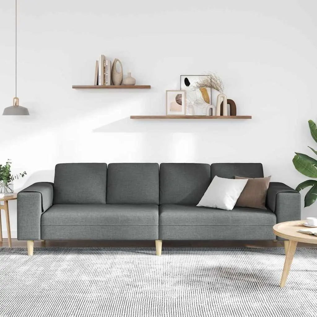Modern Living Room Couch Dark Grey Polyester Furniture Sofa 250cm