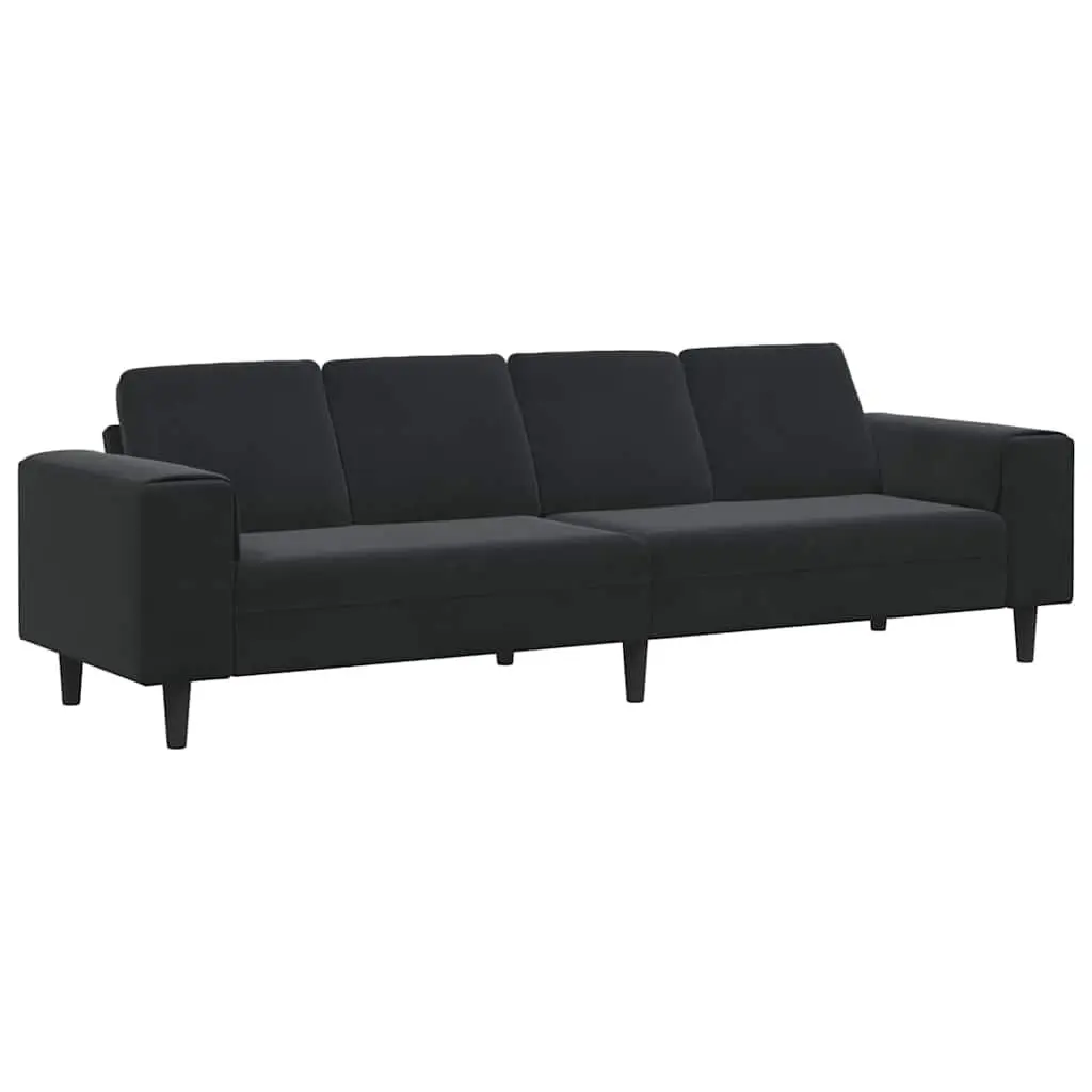 Black Polyester Upholstery Couch, 250 x 77 x 76 cm