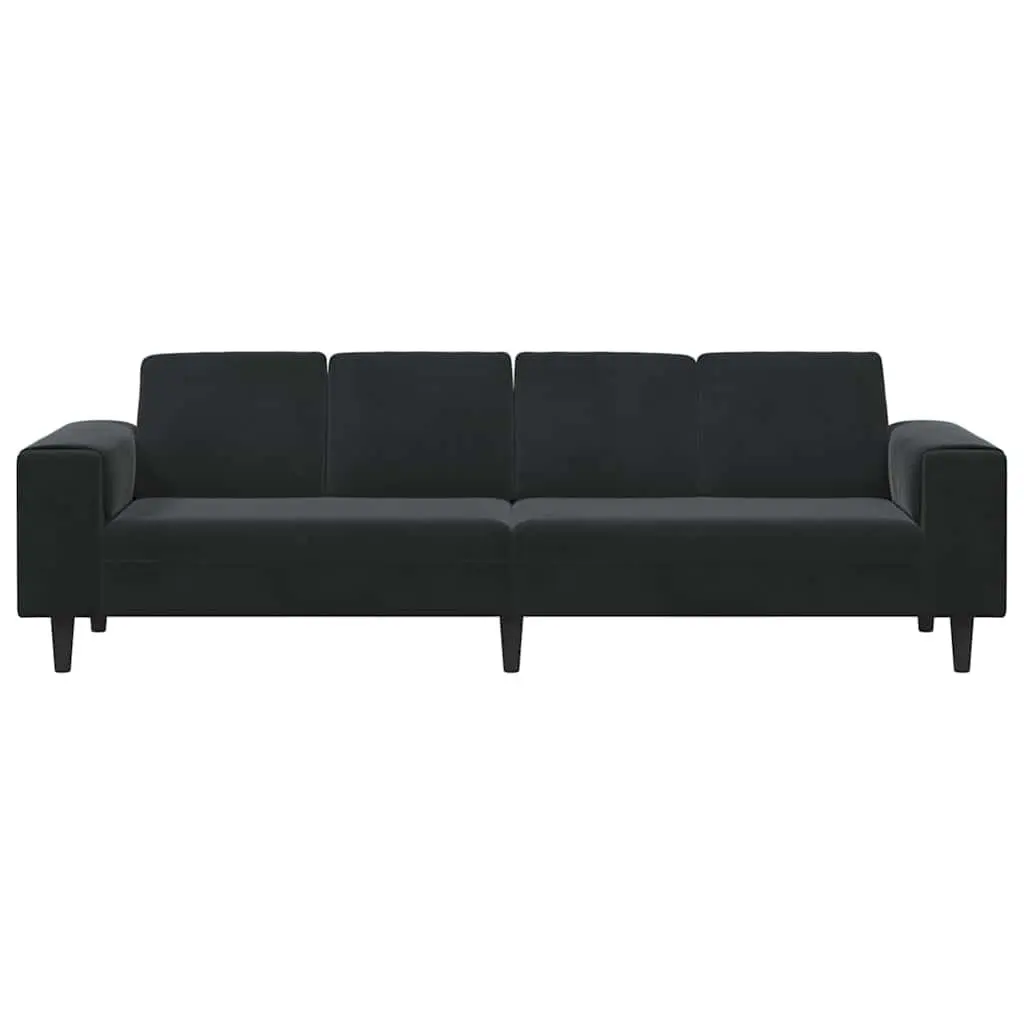 Black Polyester Upholstery Couch, 250 x 77 x 76 cm