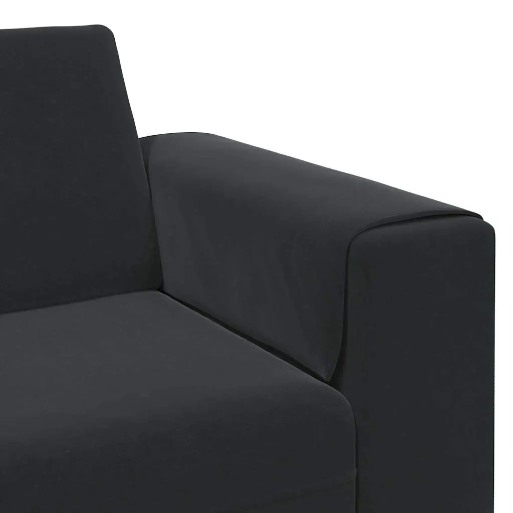 Black Polyester Upholstery Couch, 250 x 77 x 76 cm