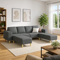 Grey 3 Piece Couch Set: Durable Polyester and Foam Design