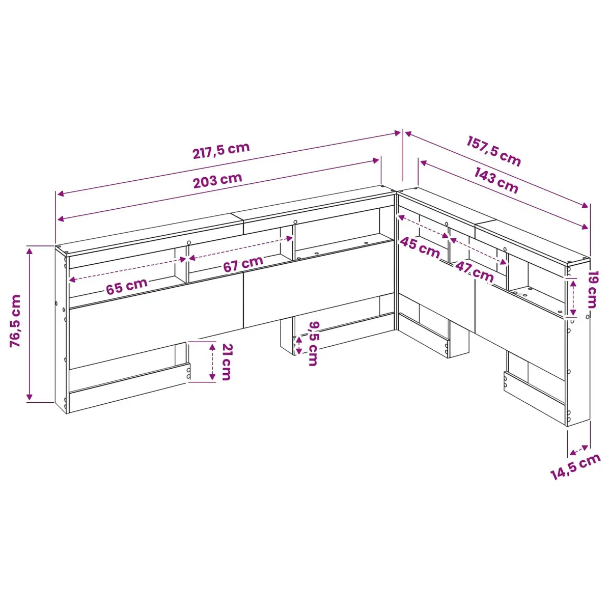 140 cm White Engineered Wood Storage Headboard