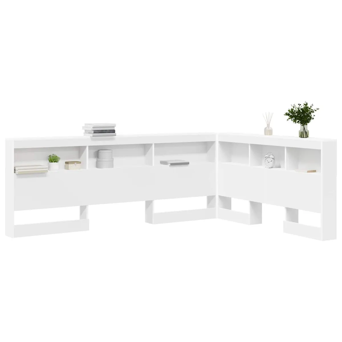140 cm White Engineered Wood Storage Headboard