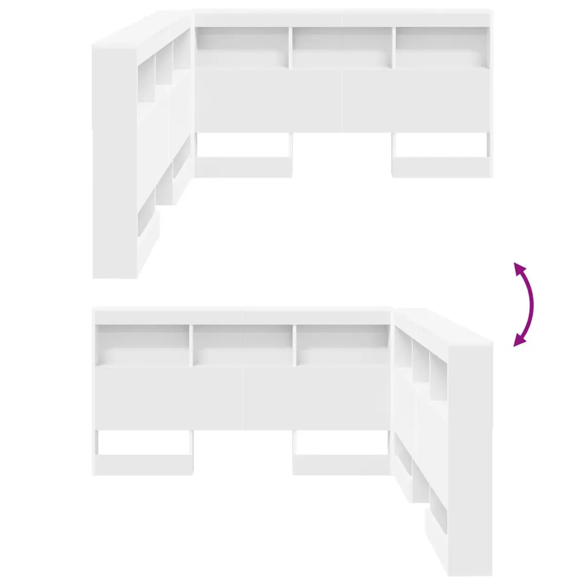 140 cm White Engineered Wood Storage Headboard