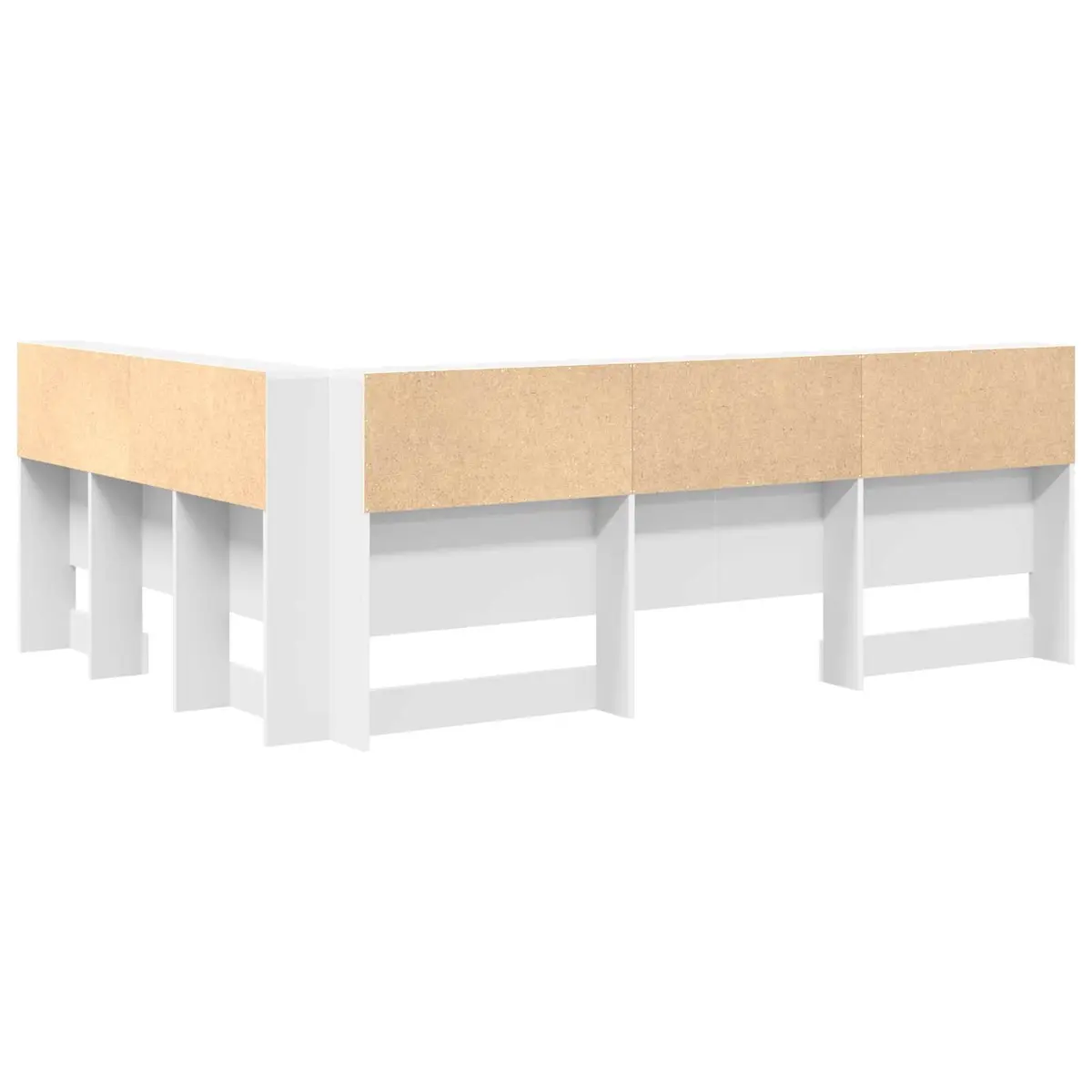160cm White Engineered Wood Headboard with Shelving