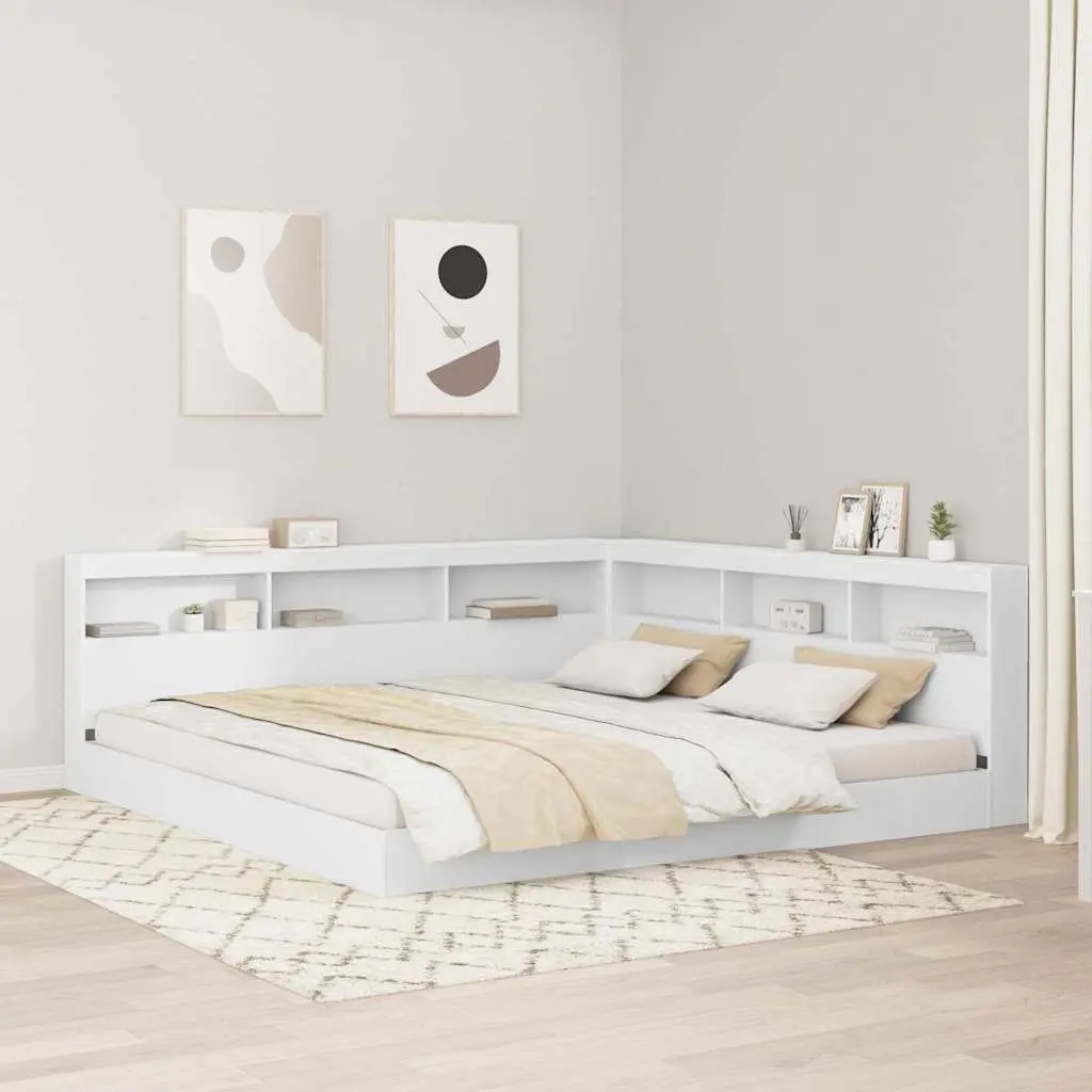 180cm White Storage Headboard with Shelves