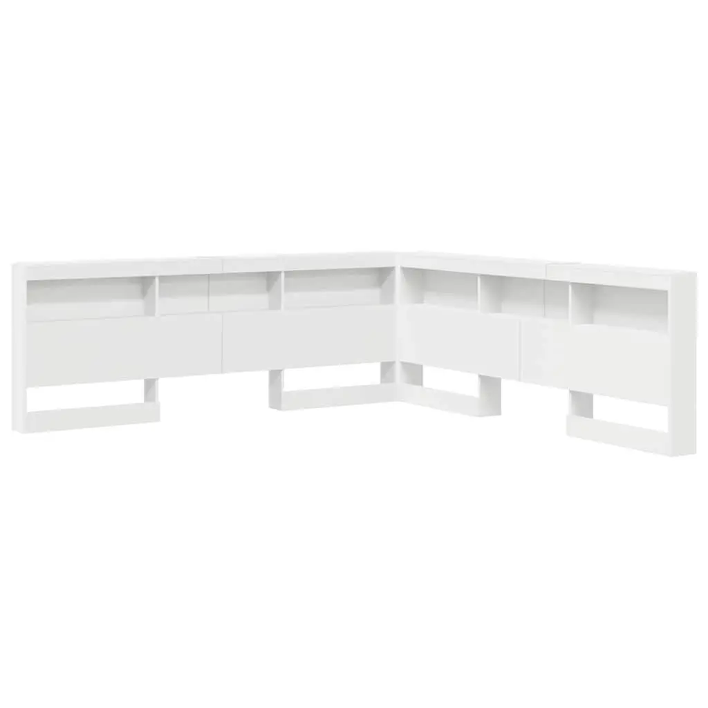 180cm White Storage Headboard with Shelves