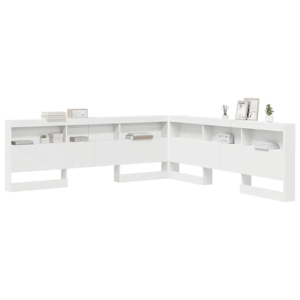 180cm White Storage Headboard with Shelves