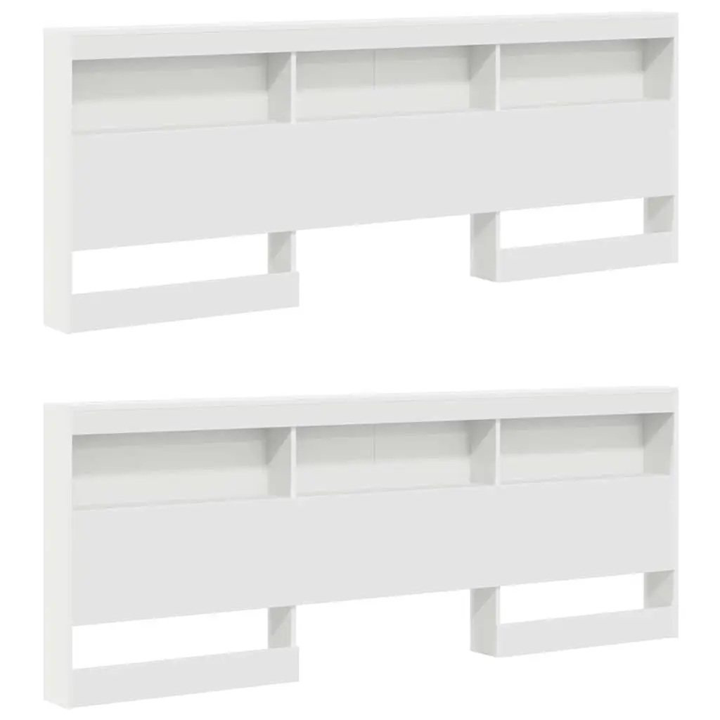 180cm White Storage Headboard with Shelves