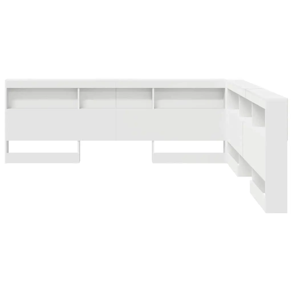180cm White Storage Headboard with Shelves